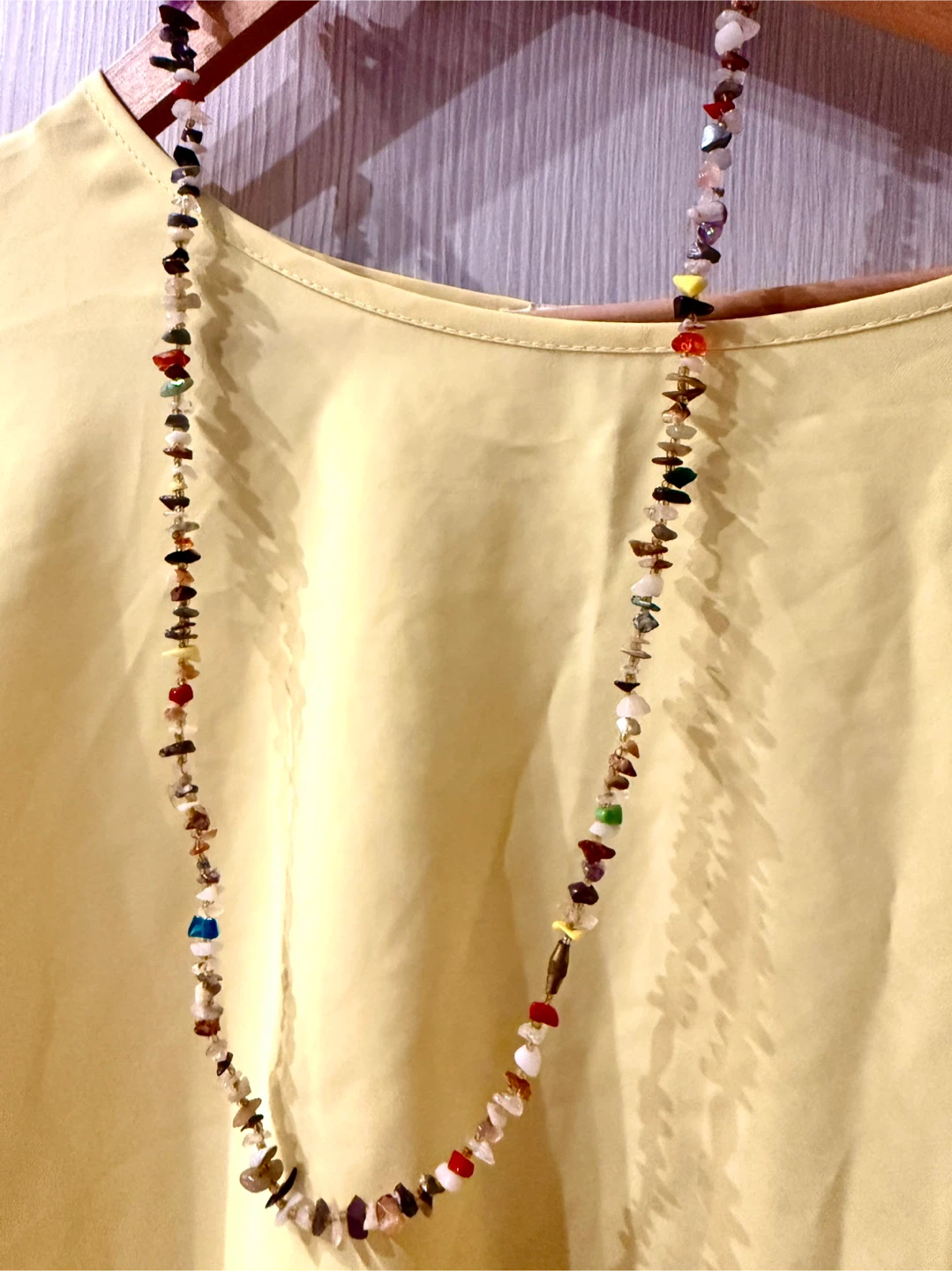 Cute Yellow Top with a beaded necklace - photo 2