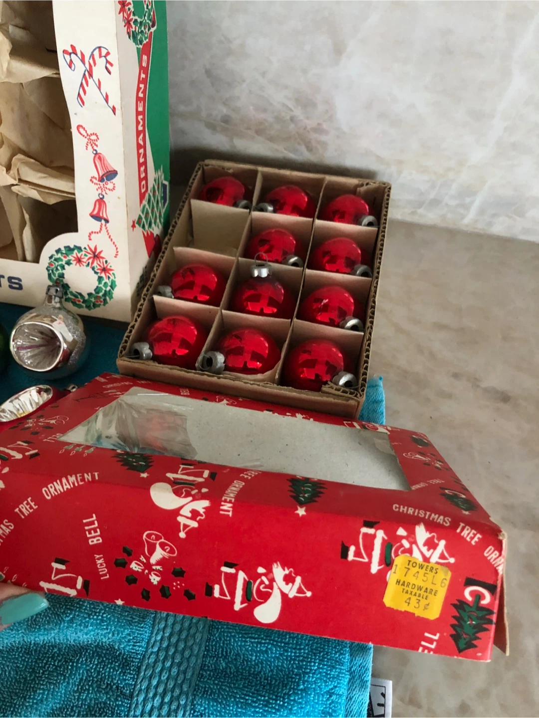 Vintage 1962 Lucky Bell Red Christmas Ornaments