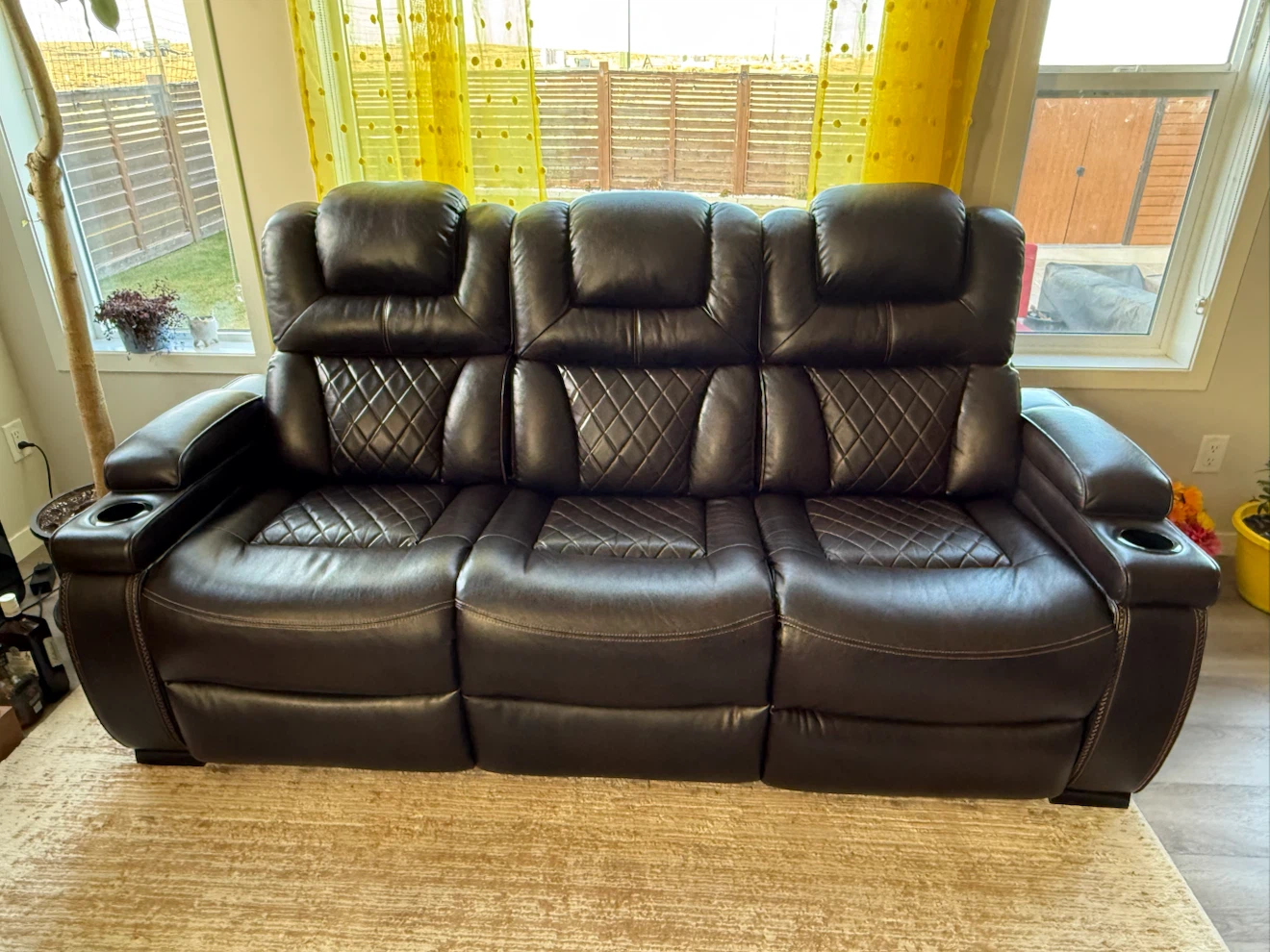 Leather recliner couch