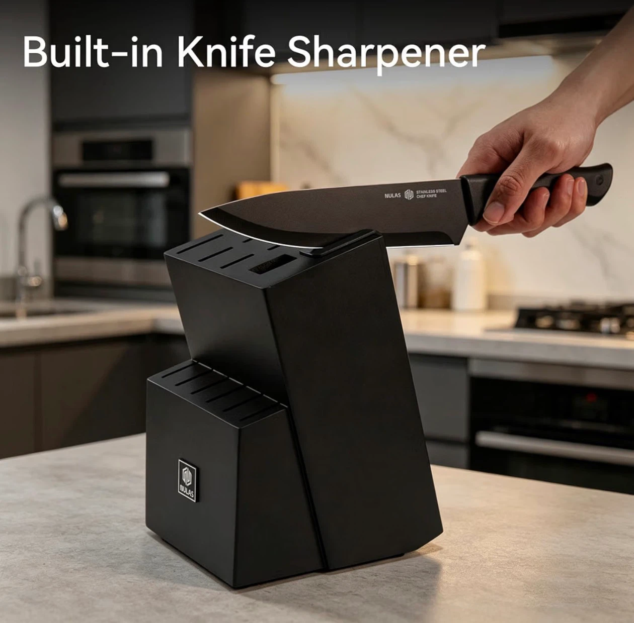 New! Nulas Stainless Steel Knife Block Set - photo 3