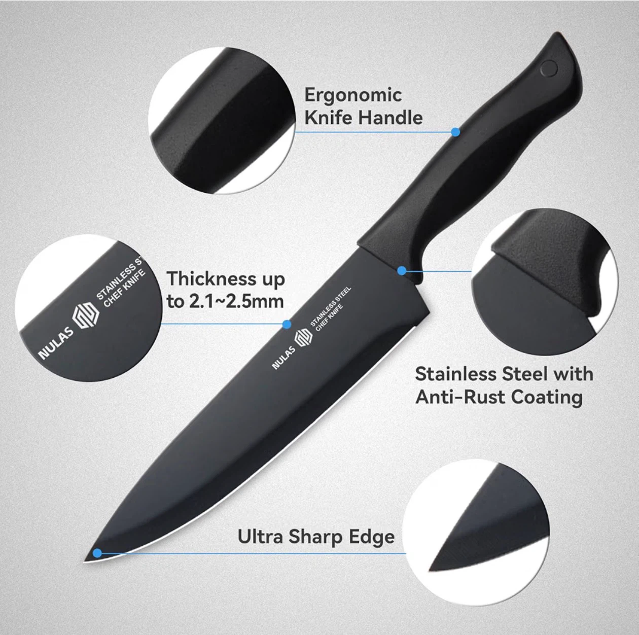 New! Nulas Stainless Steel Knife Block Set - photo 5