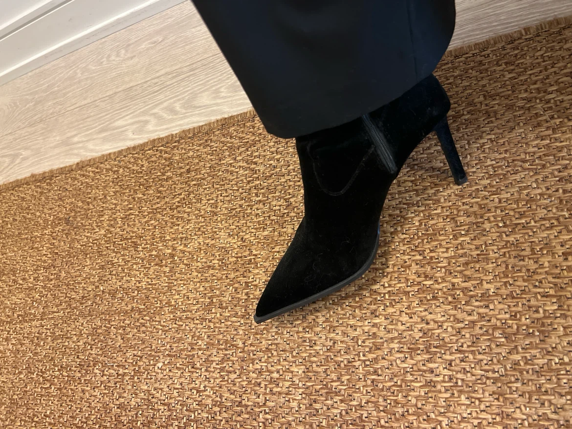 Zara black velvet ankle boots