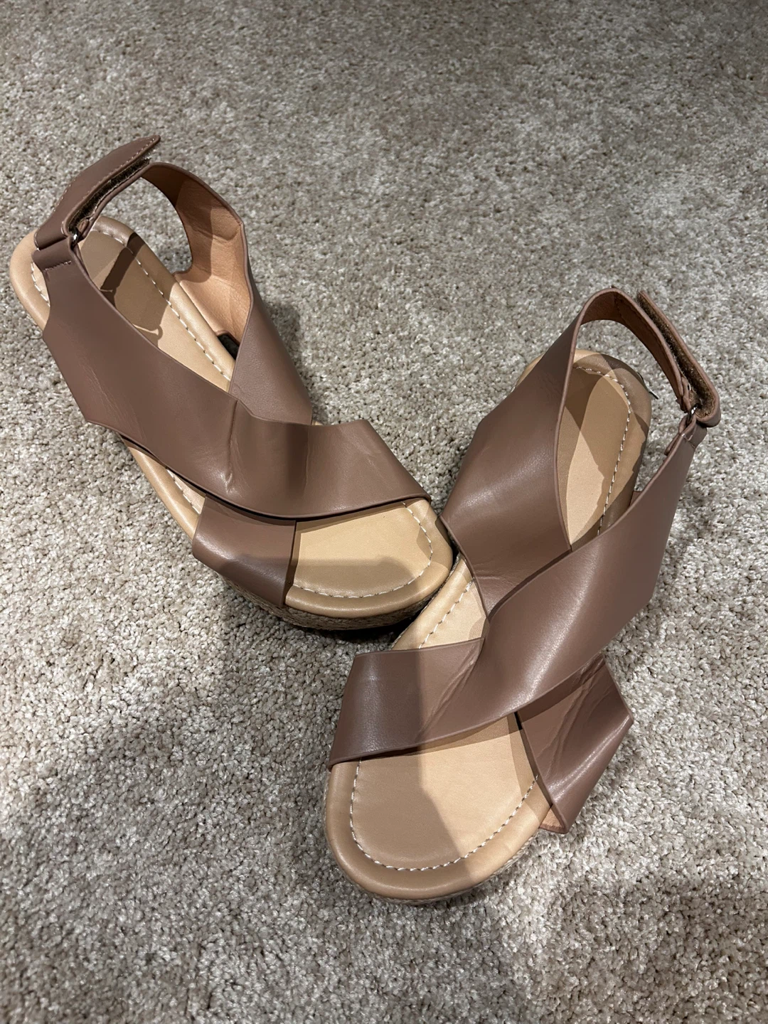 Tan Faux Leather Sandals