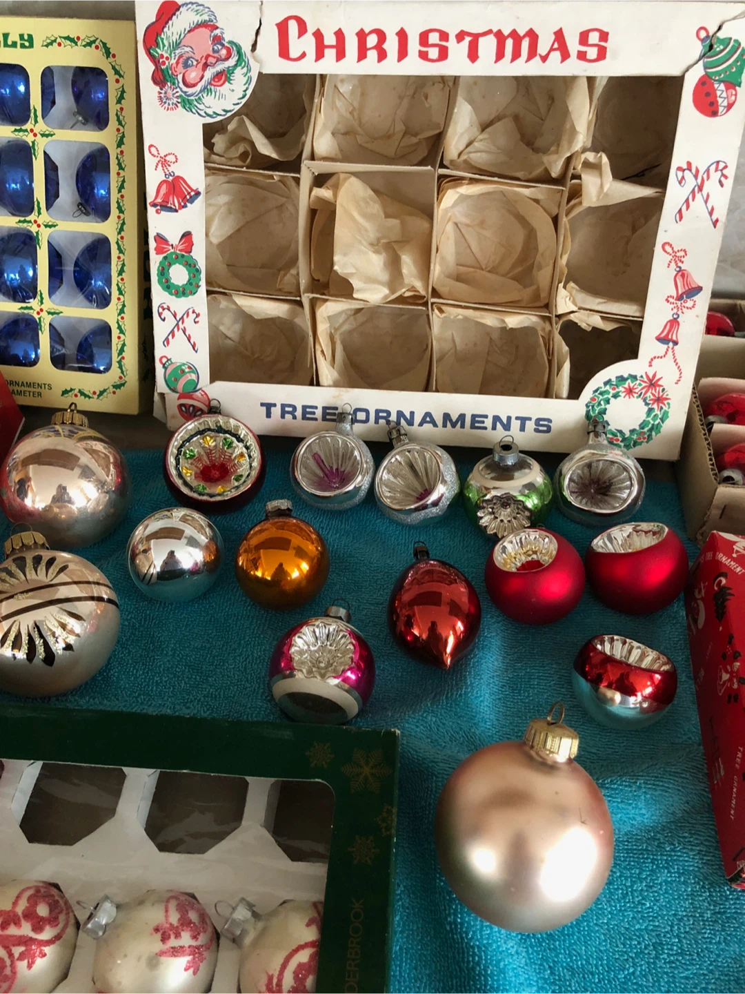 15 Vintage Mercury Glass Christmas Tree Ornaments