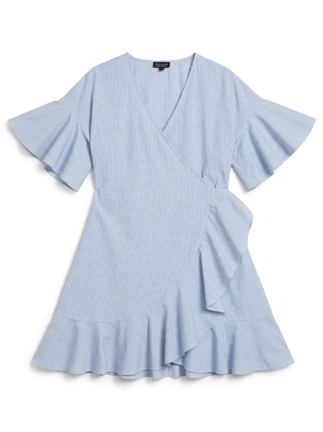 Topshop Blue Striped Wrap Dress