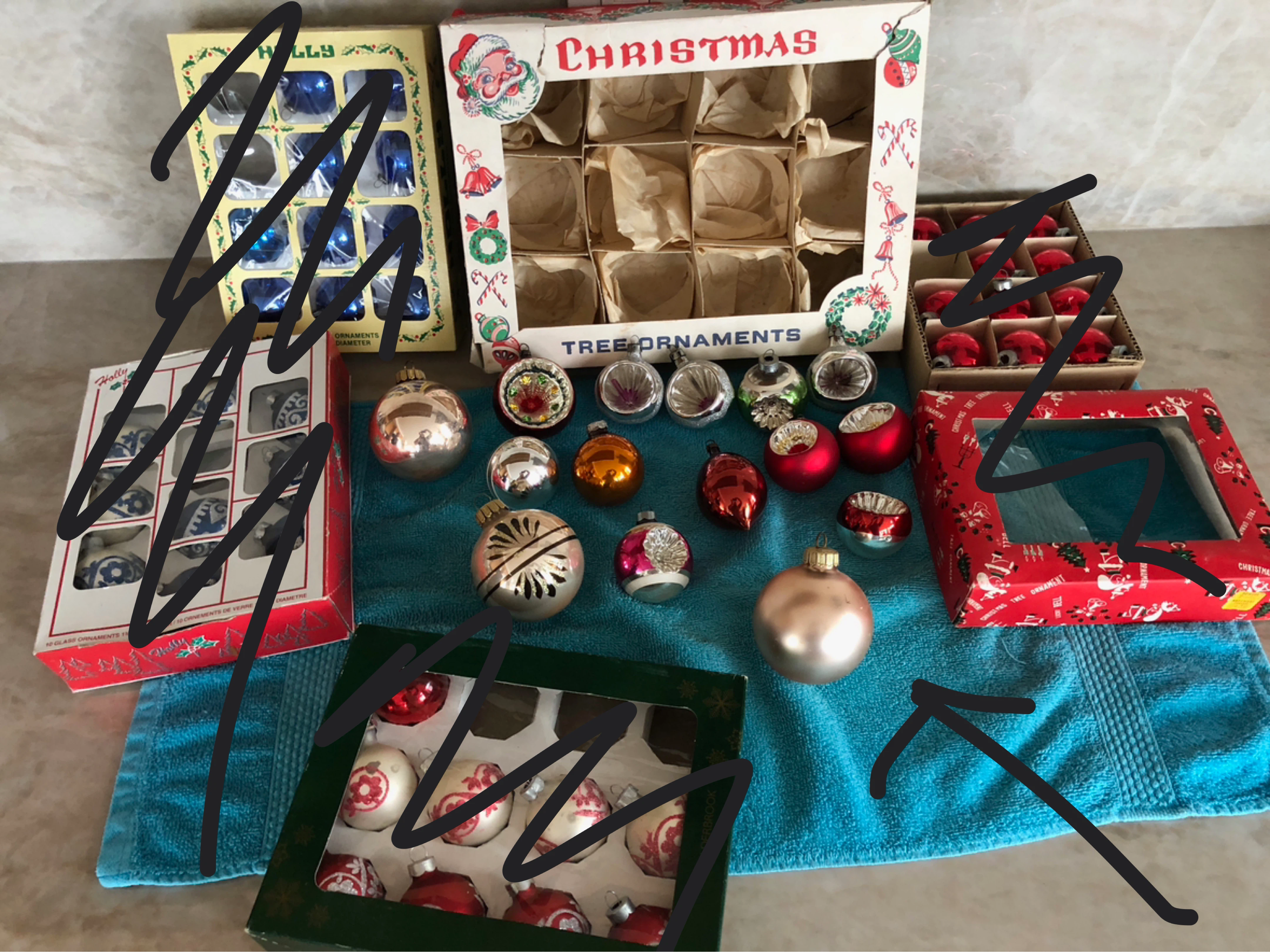 15 Vintage Mercury Glass Christmas Tree Ornaments - photo 2