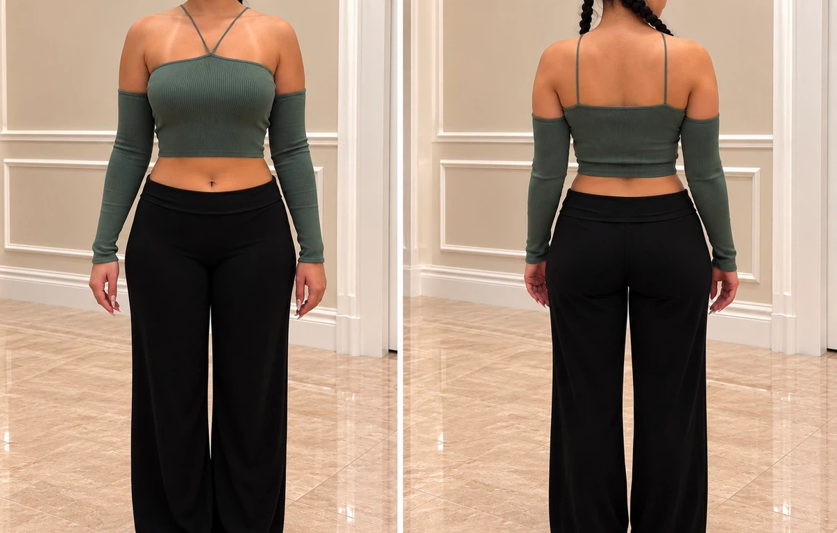 Sage Green Ribbed Crop Top