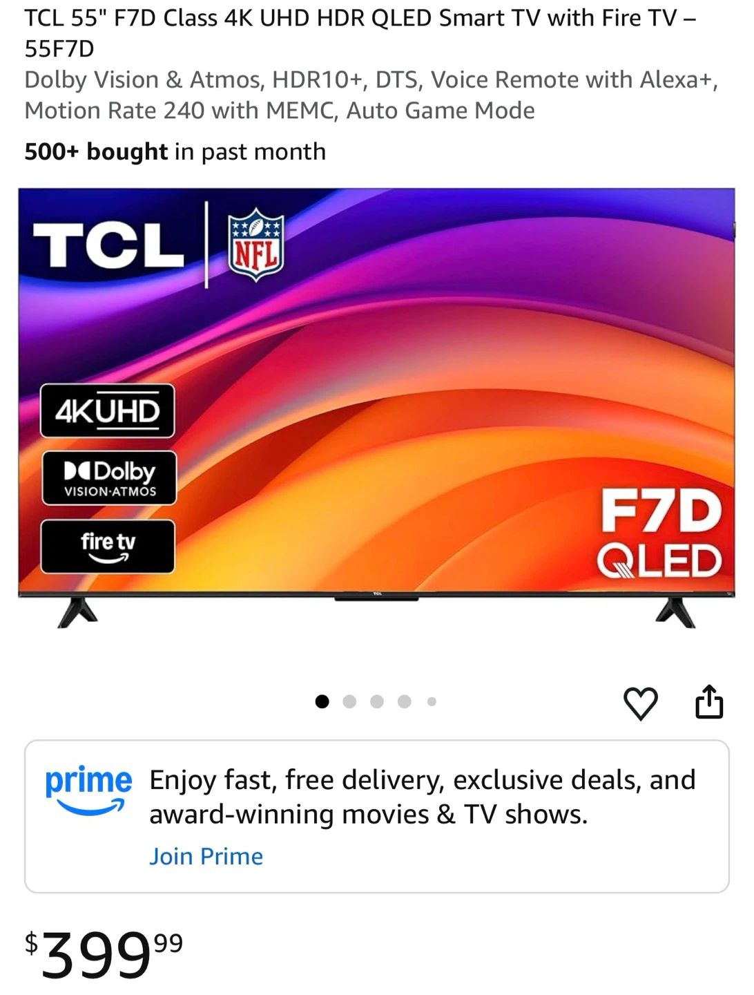 TCL 55 inch F7D 4K UHD QLED Smart TV