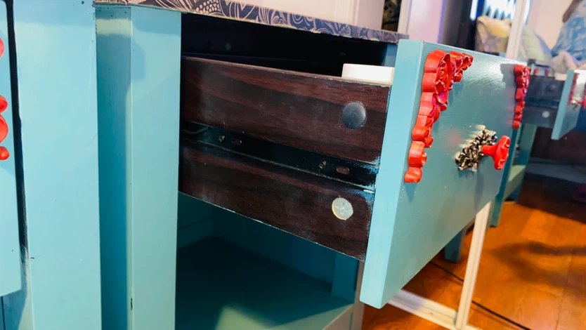 Set of Two Upcycled Turquoise Nightstands - photo 3