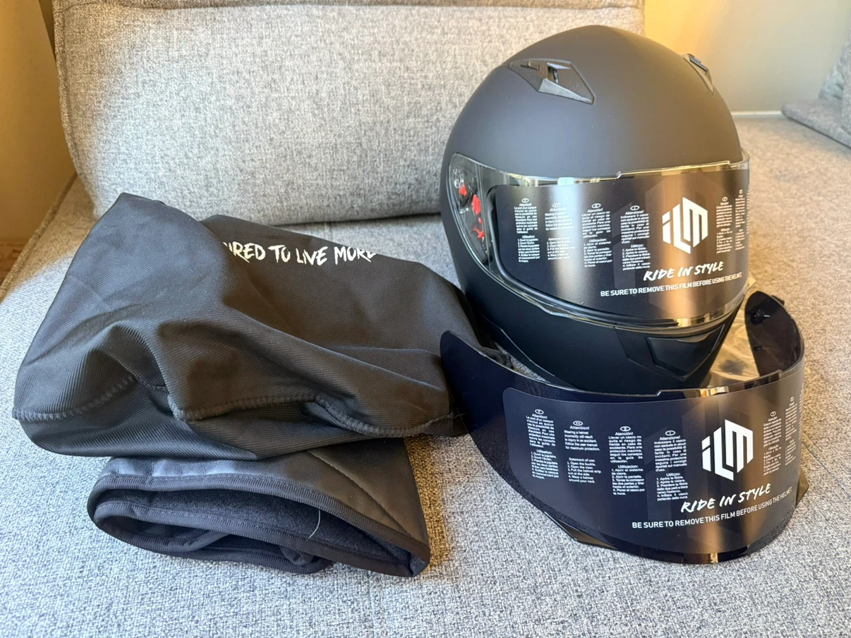 ILM-313 DOT Certified Motorcycle Helmet - Matte Black - XL