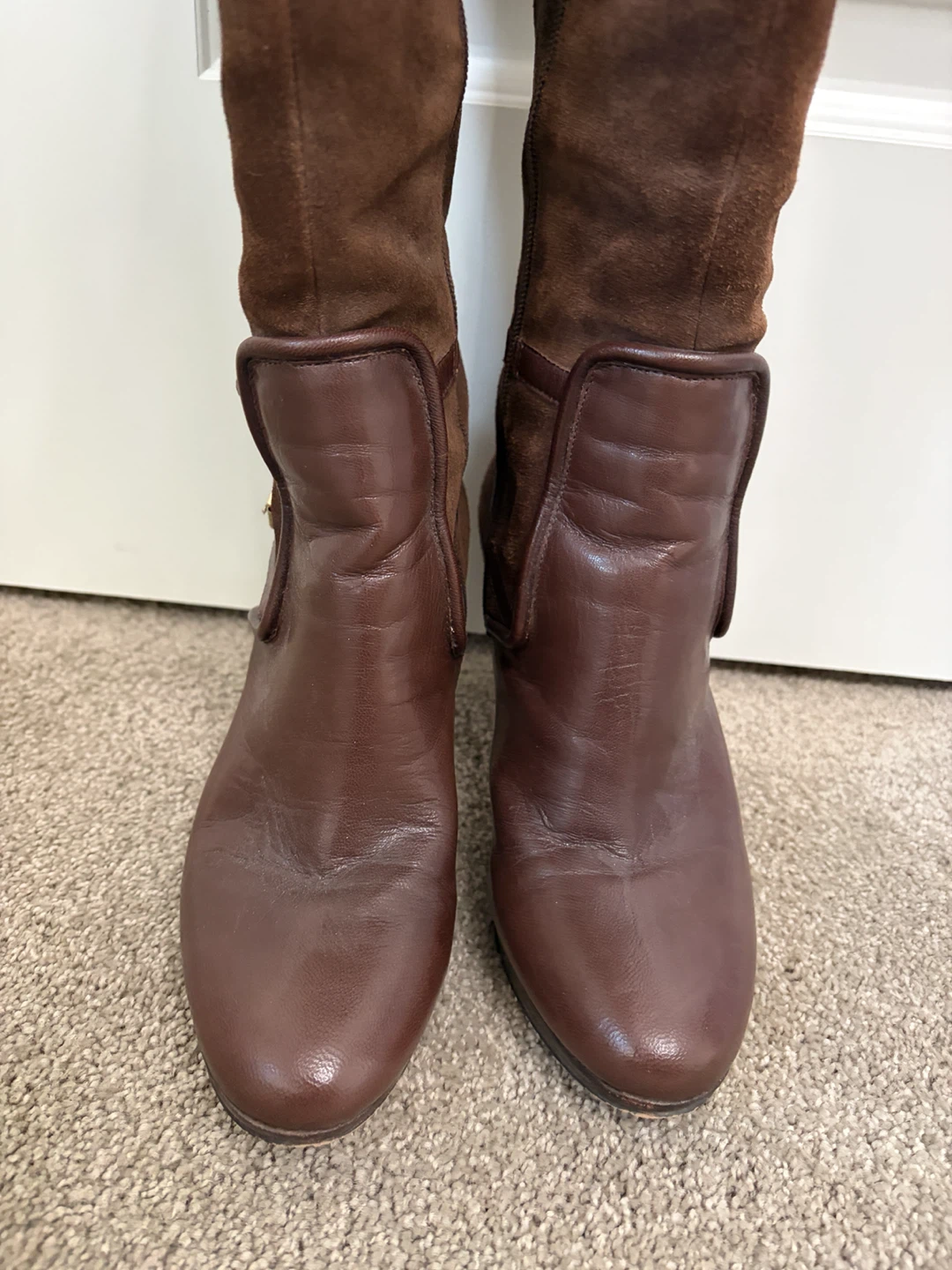 9 Nine West brown leather and suede knee-high boots - photo 3
