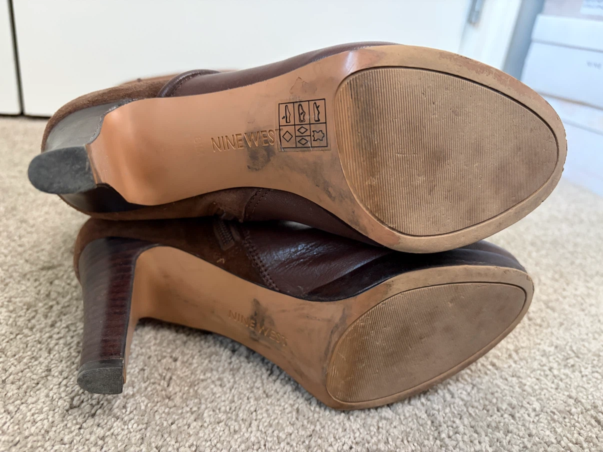 9 Nine West brown leather and suede knee-high boots - photo 5