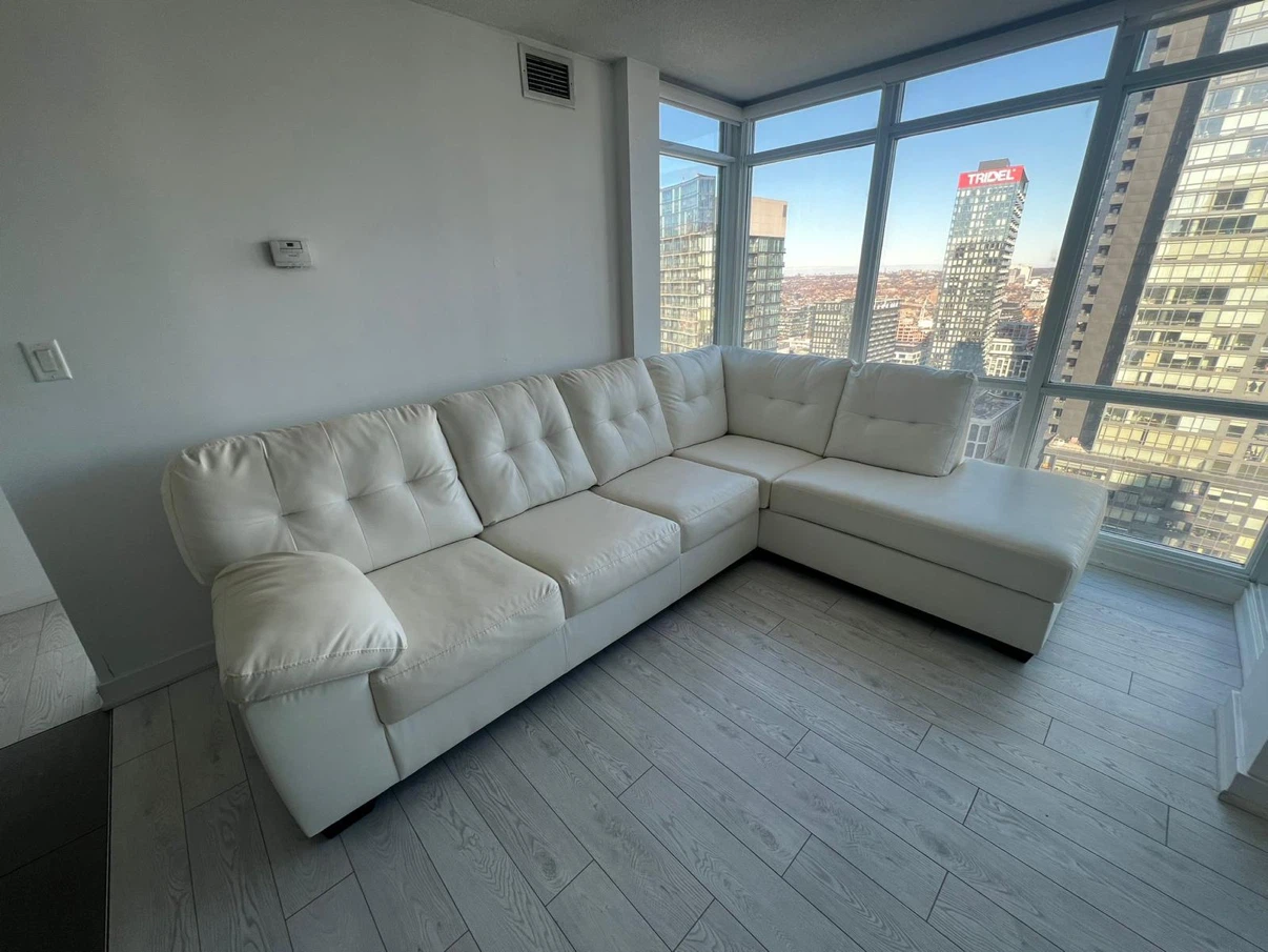 White Faux Leather Sectional Sofa