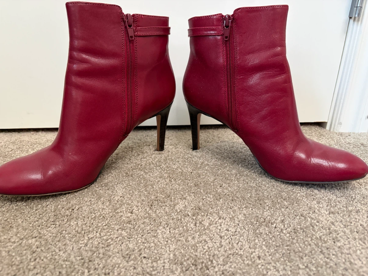Nine West Powerhour Red Leather Ankle Boots Size 9 - photo 4
