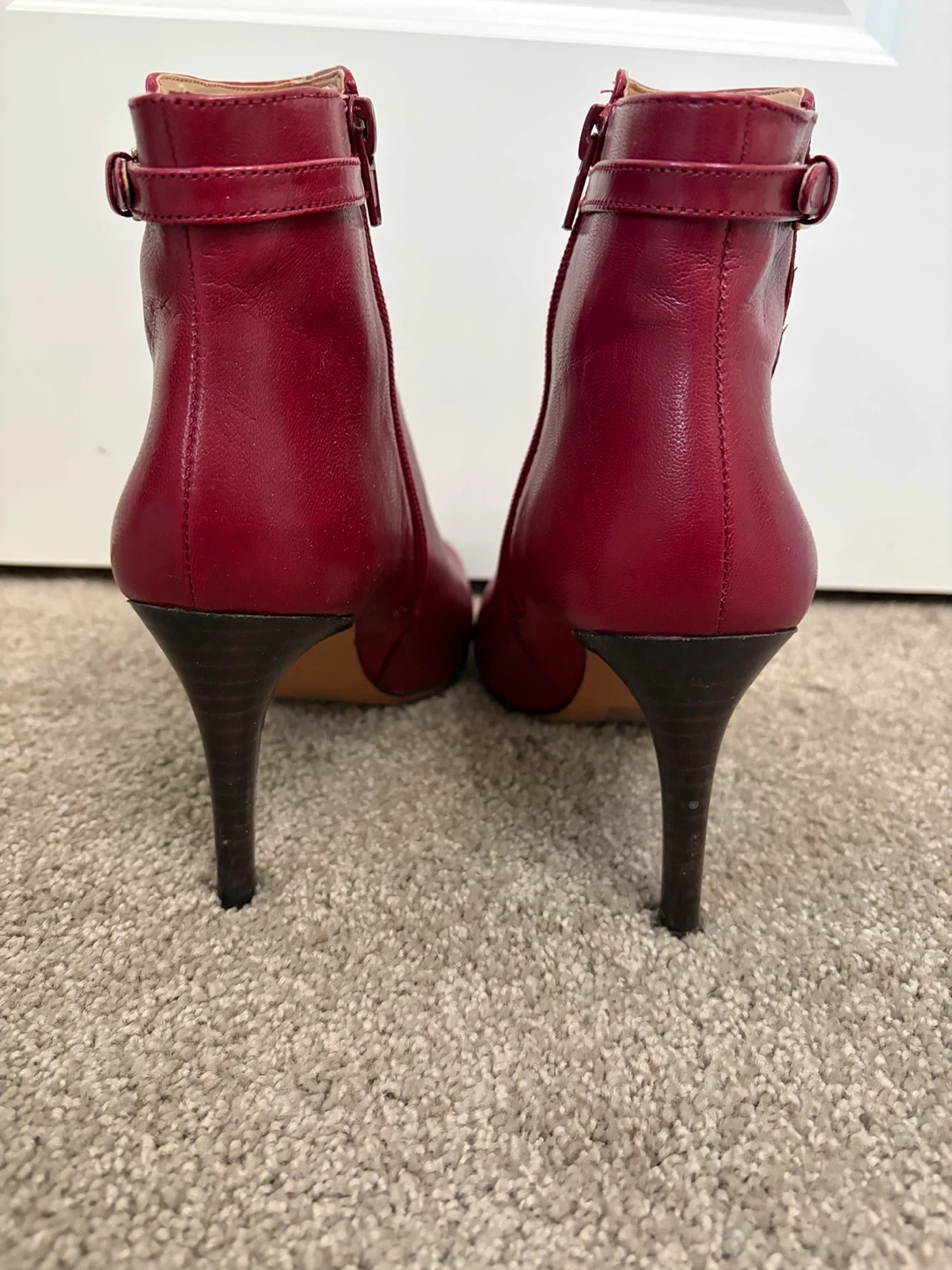 Nine West Powerhour Red Leather Ankle Boots Size 9 - photo 5