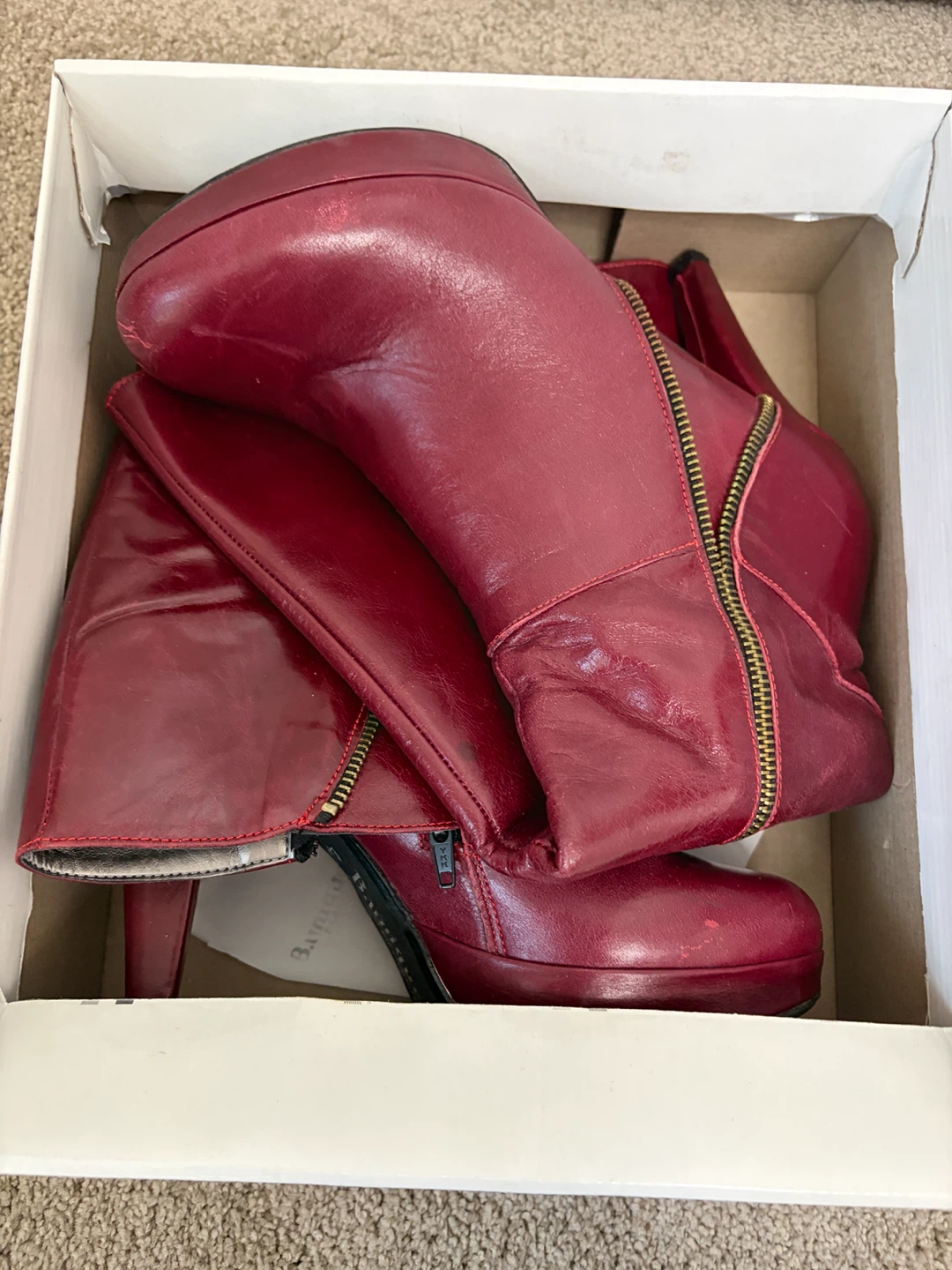 B.Unique Red Leather Boots Size 40 - photo 3