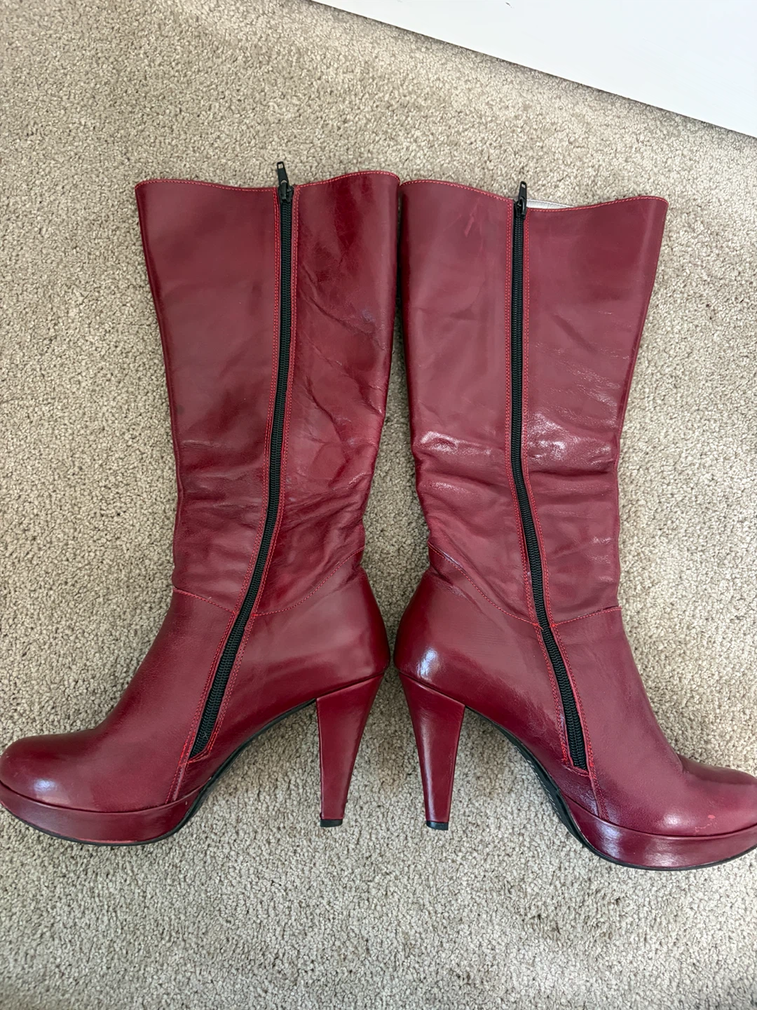 B.Unique Red Leather Boots Size 40 - photo 4