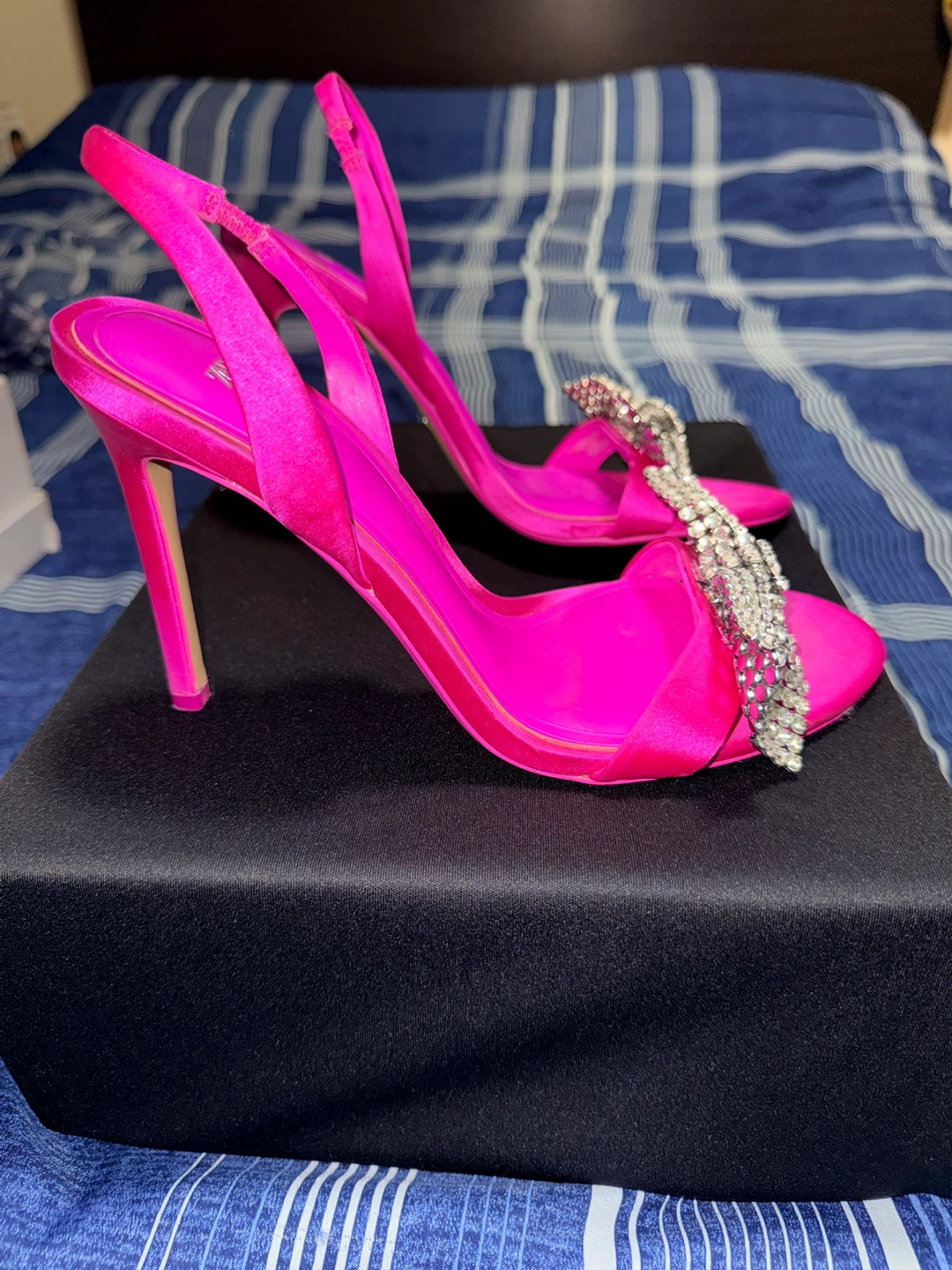 Zara Hot Pink Rhinestone Heels