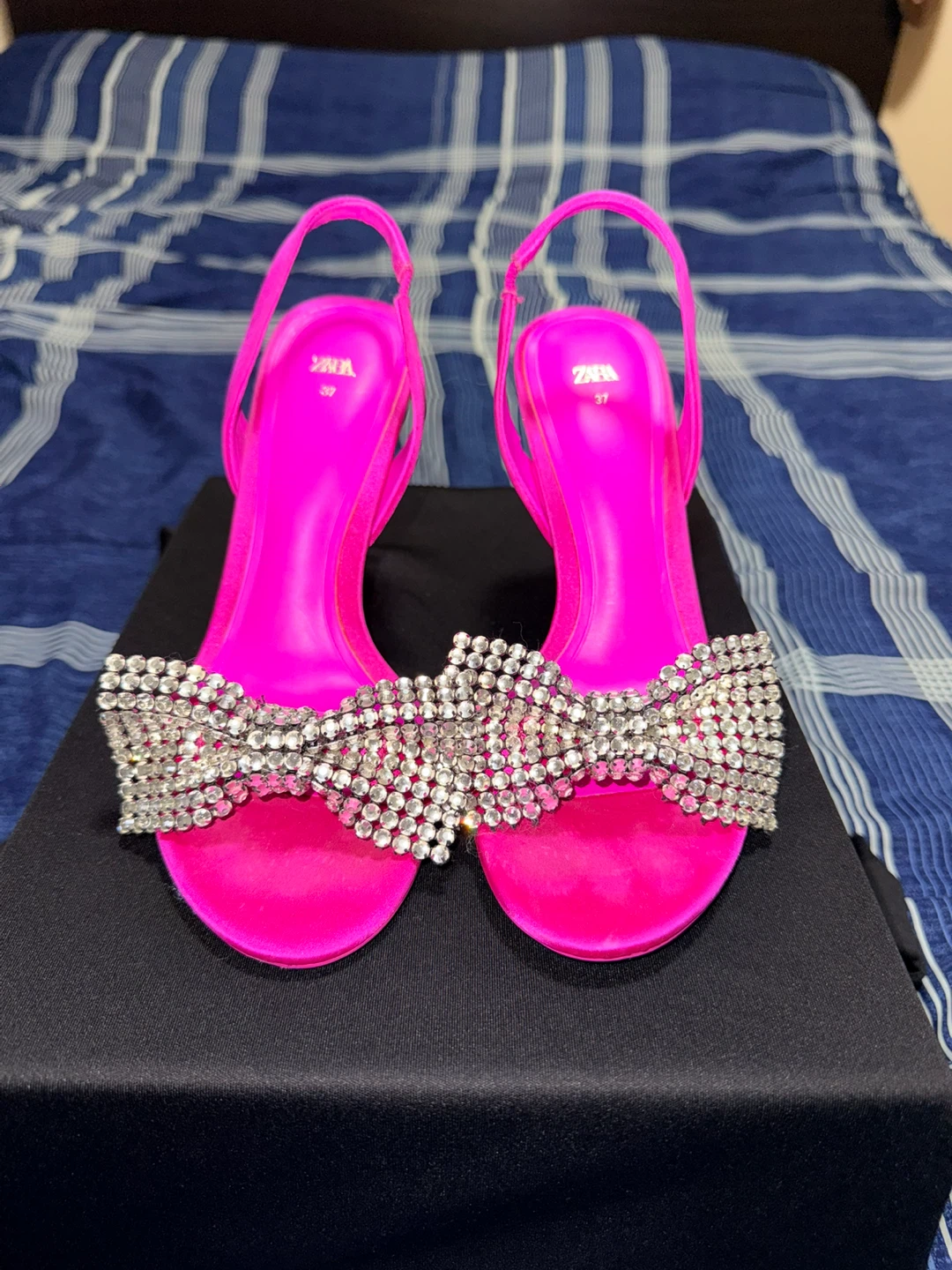 Zara Hot Pink Rhinestone Heels - photo 2
