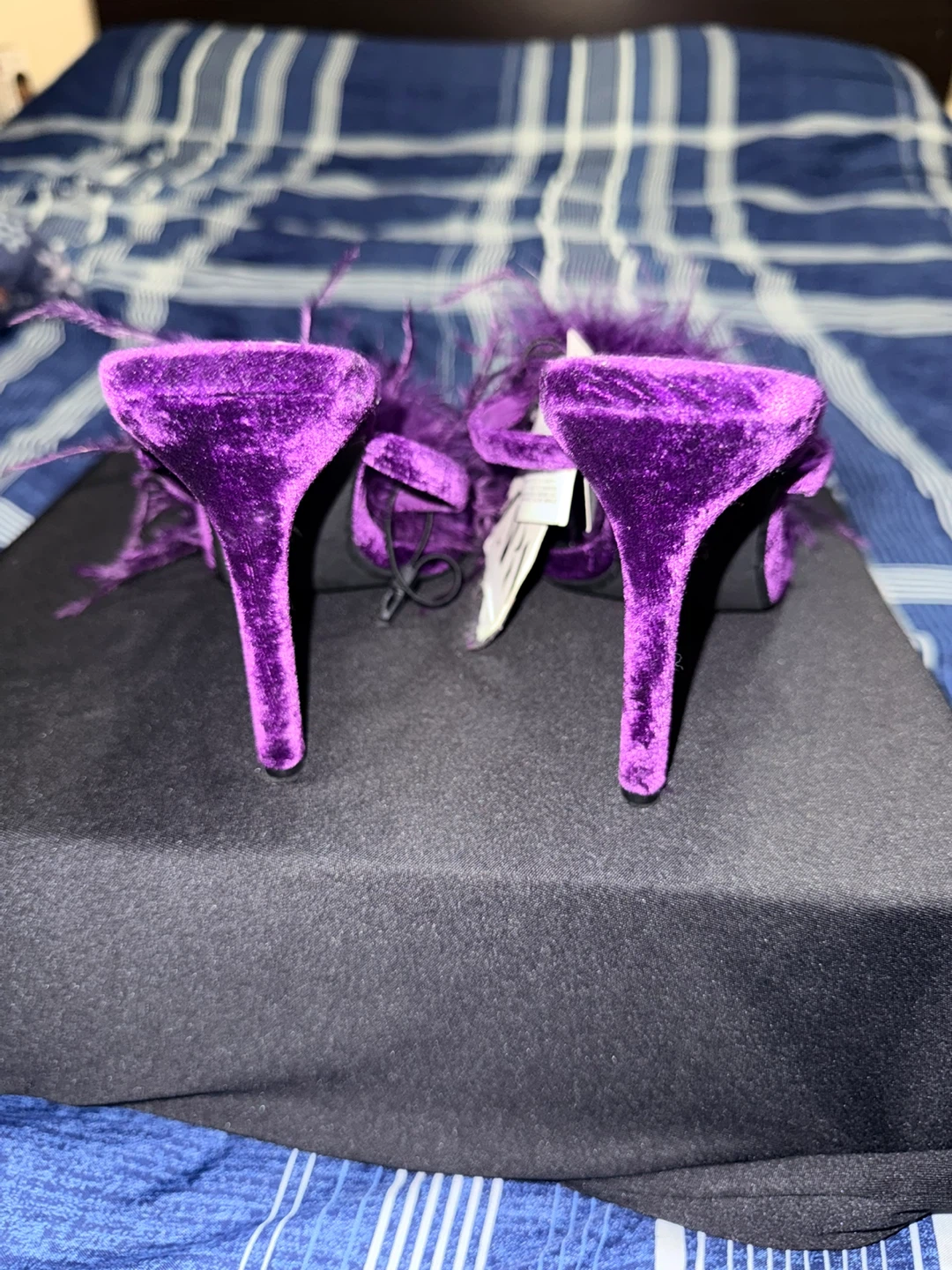 Zara Purple Feather Heeled Mules - photo 3