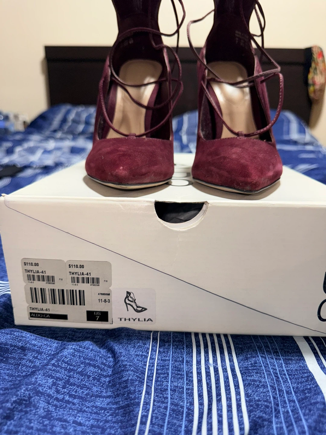 ALDO Thylia Burgundy Lace-Up Heels - Size 7