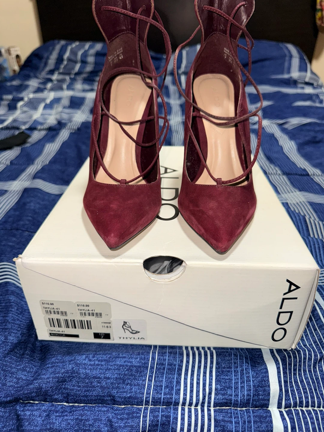 ALDO Thylia Burgundy Lace-Up Heels - Size 7 - photo 2