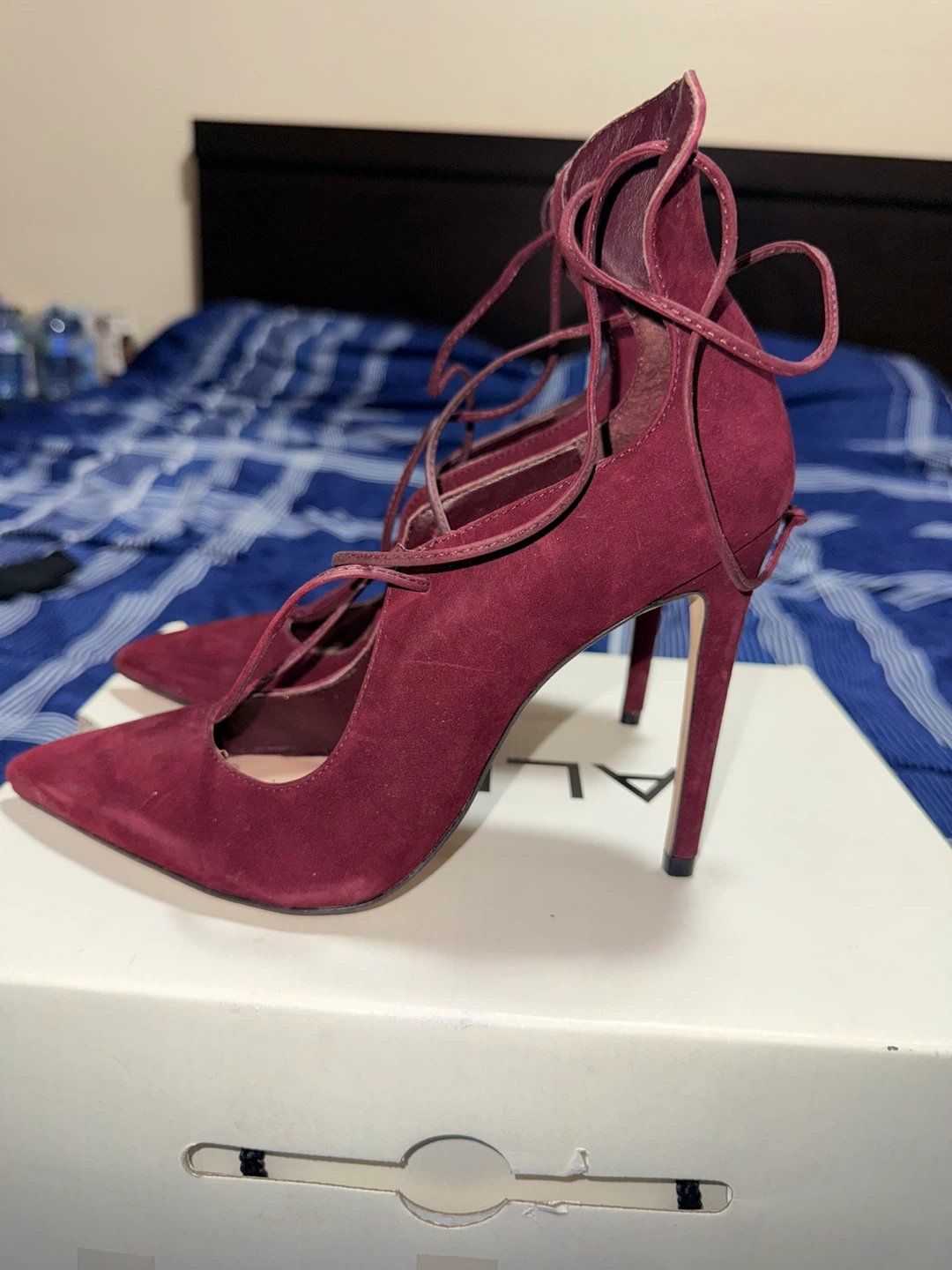 ALDO Thylia Burgundy Lace-Up Heels - Size 7 - photo 3