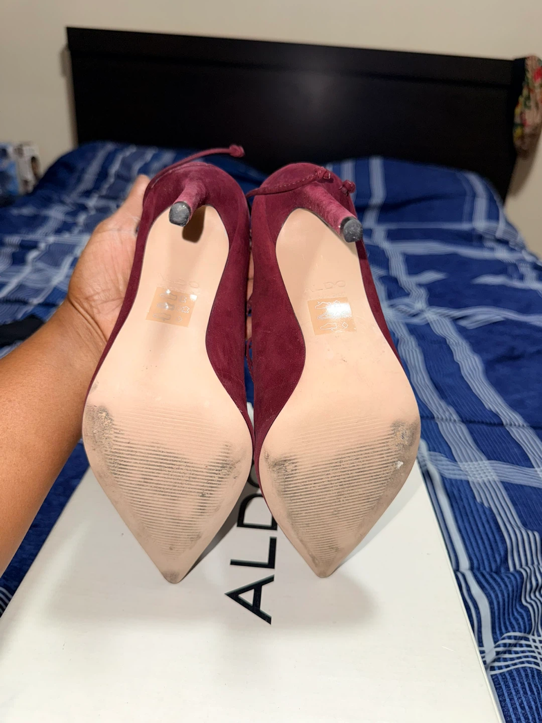 ALDO Thylia Burgundy Lace-Up Heels - Size 7 - photo 4