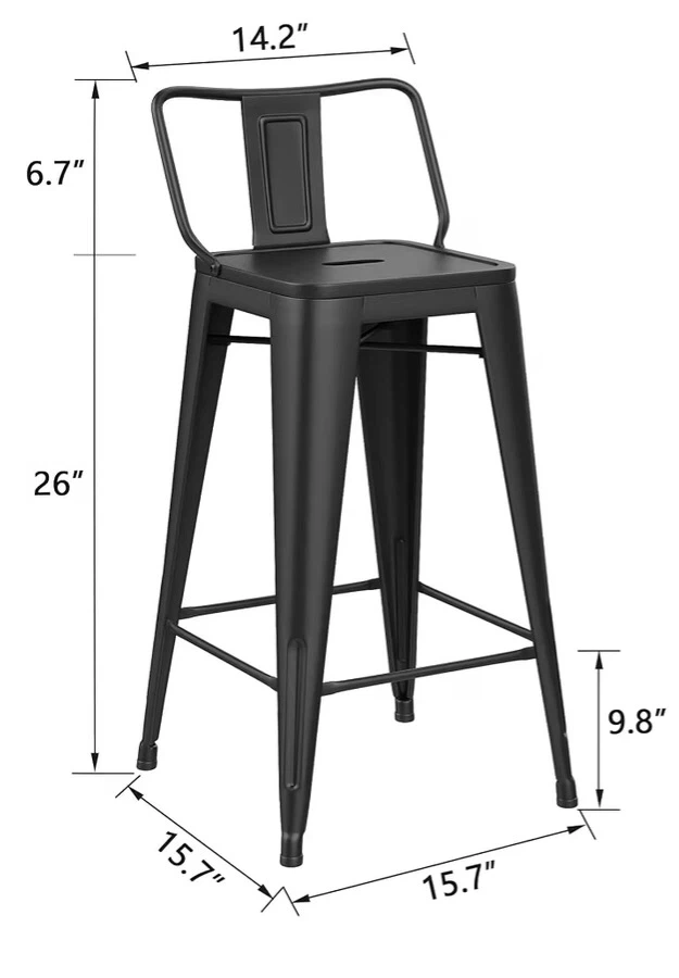 Set of 2 Black Metal Bar Stools - photo 4