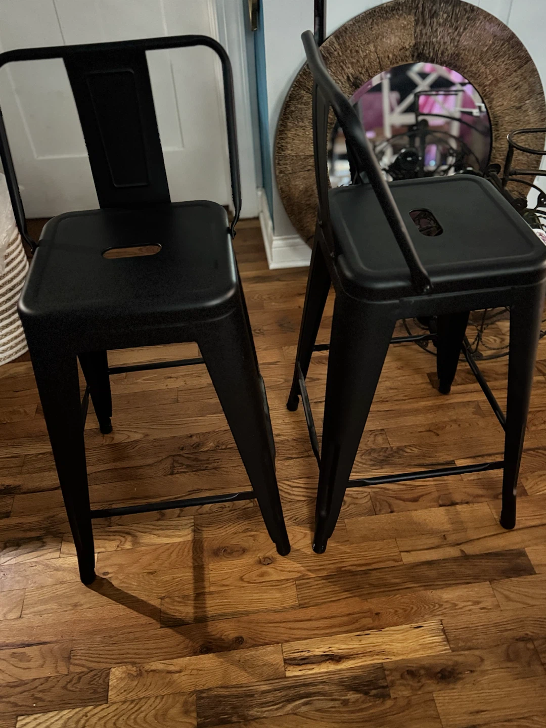 Set of 2 Black Metal Bar Stools - photo 2