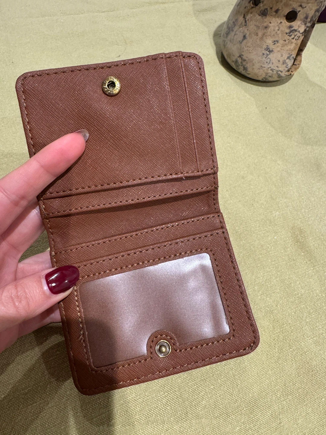 Fossil Compact Wallet / Card Holder – Brown & Red Plaid - photo 4