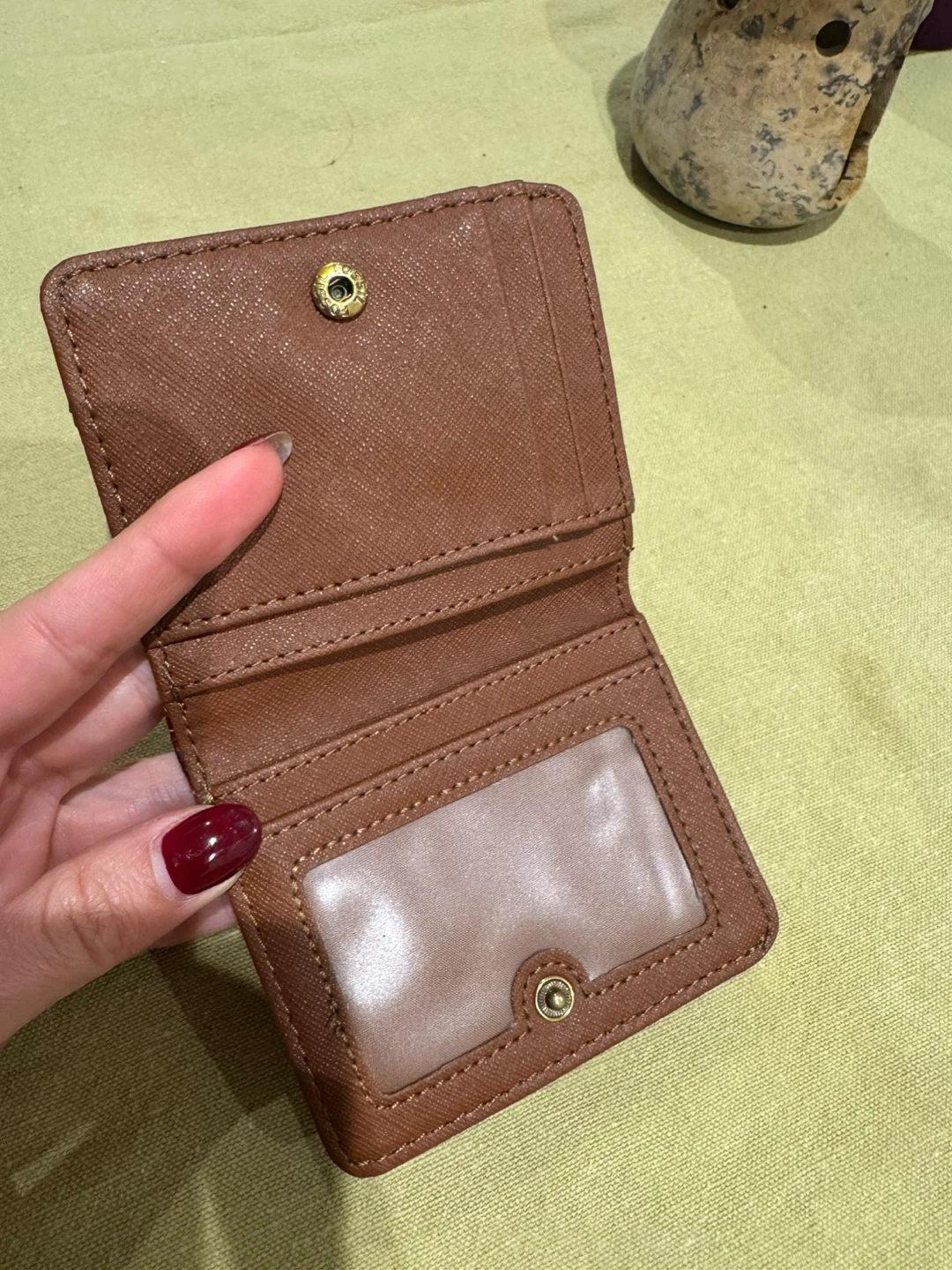 Fossil Compact Wallet / Card Holder – Brown & Red Plaid - photo 5