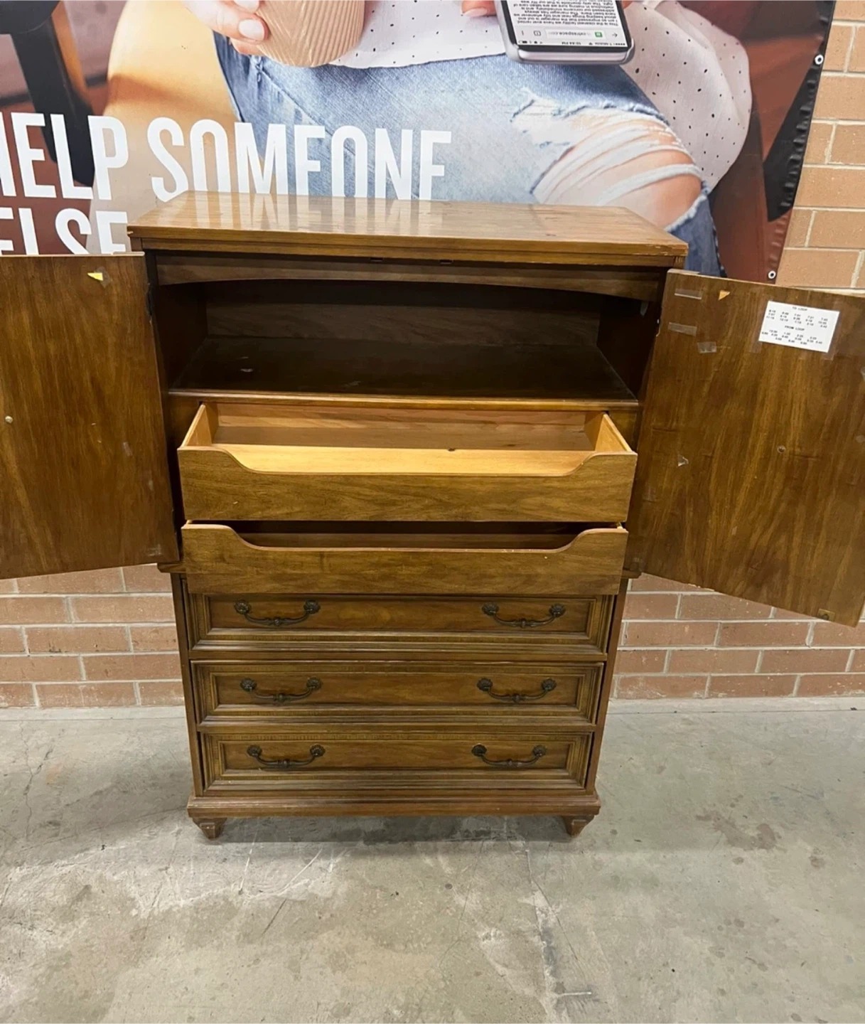 Vintage Wooden Dresser with Cabinet - photo 2