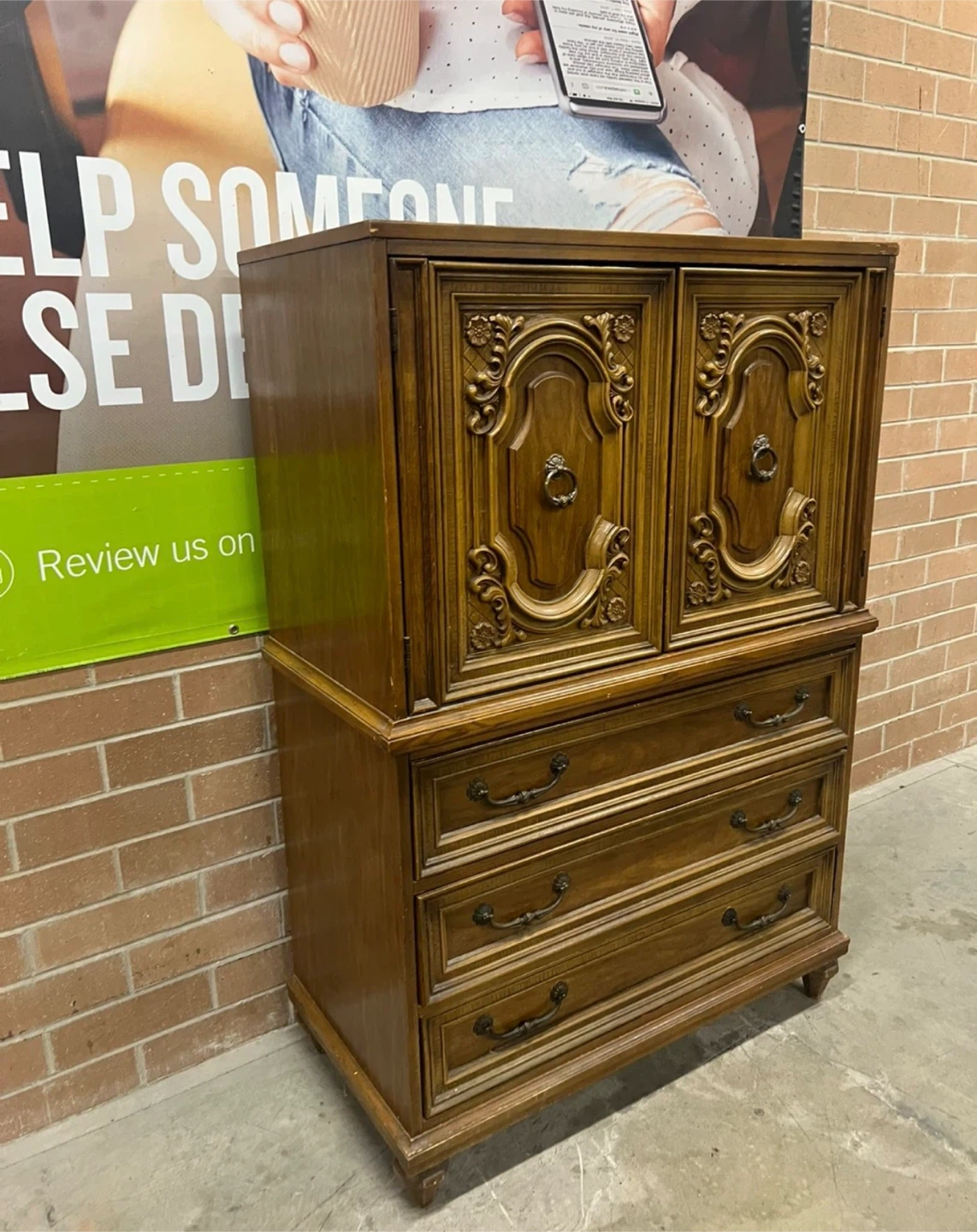 Vintage Wooden Dresser with Cabinet - photo 5
