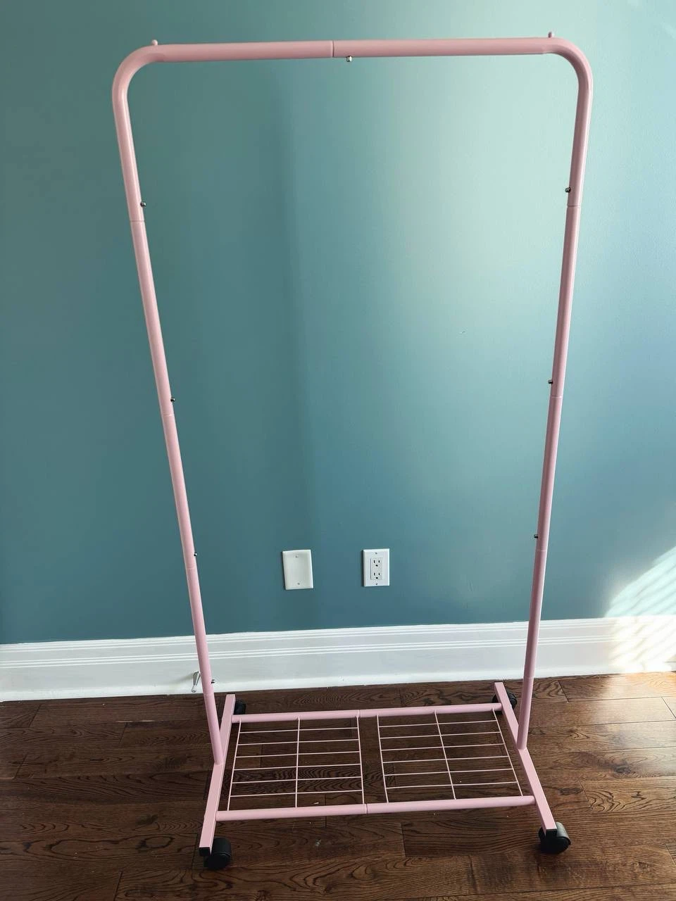 Pink Rolling Clothing Rack with Bottom Shelf - photo 2
