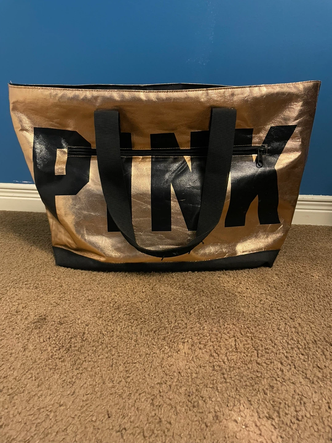 Victoria's Secret PINK Metallic Rose Gold Tote Bag