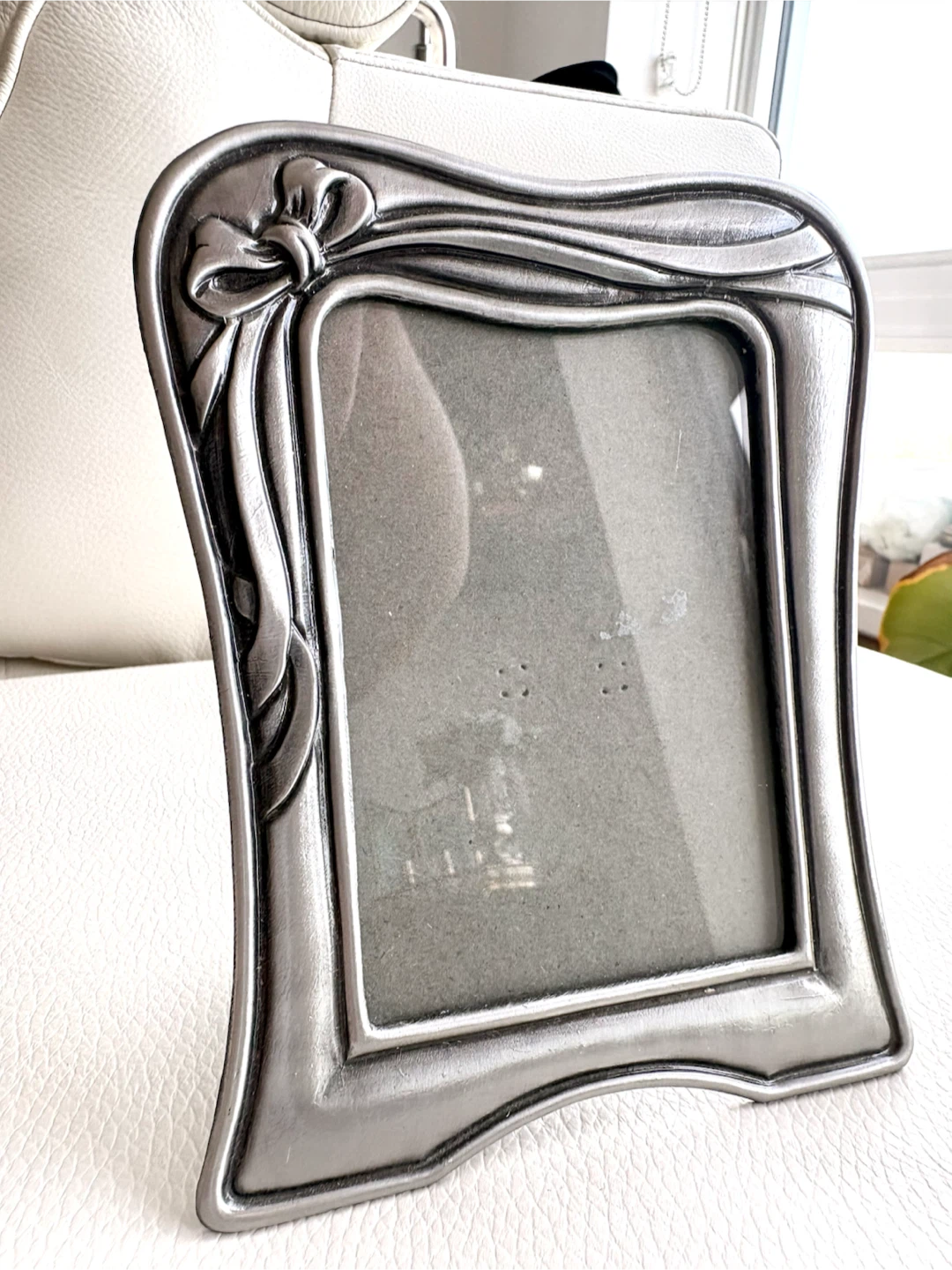 Pewter Bow Picture Frame — Ribbon Tabletop Frame, Vintage Style - photo 3