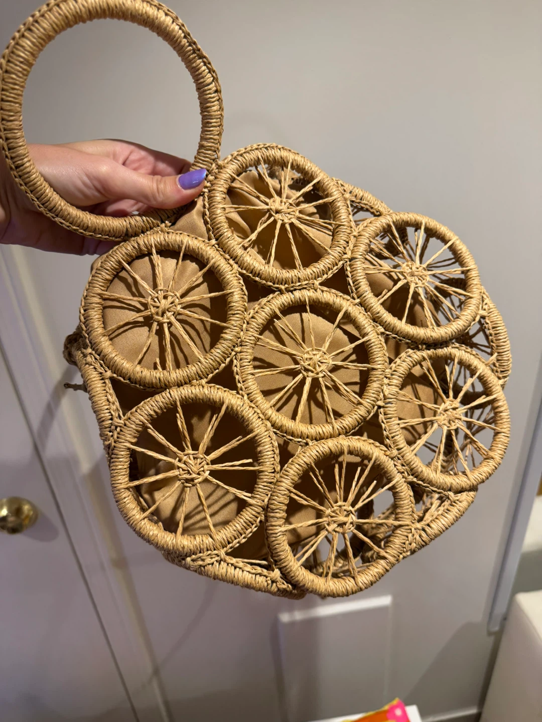 Boho Woven Straw Handbag – Round Rattan Style Bag - photo 3