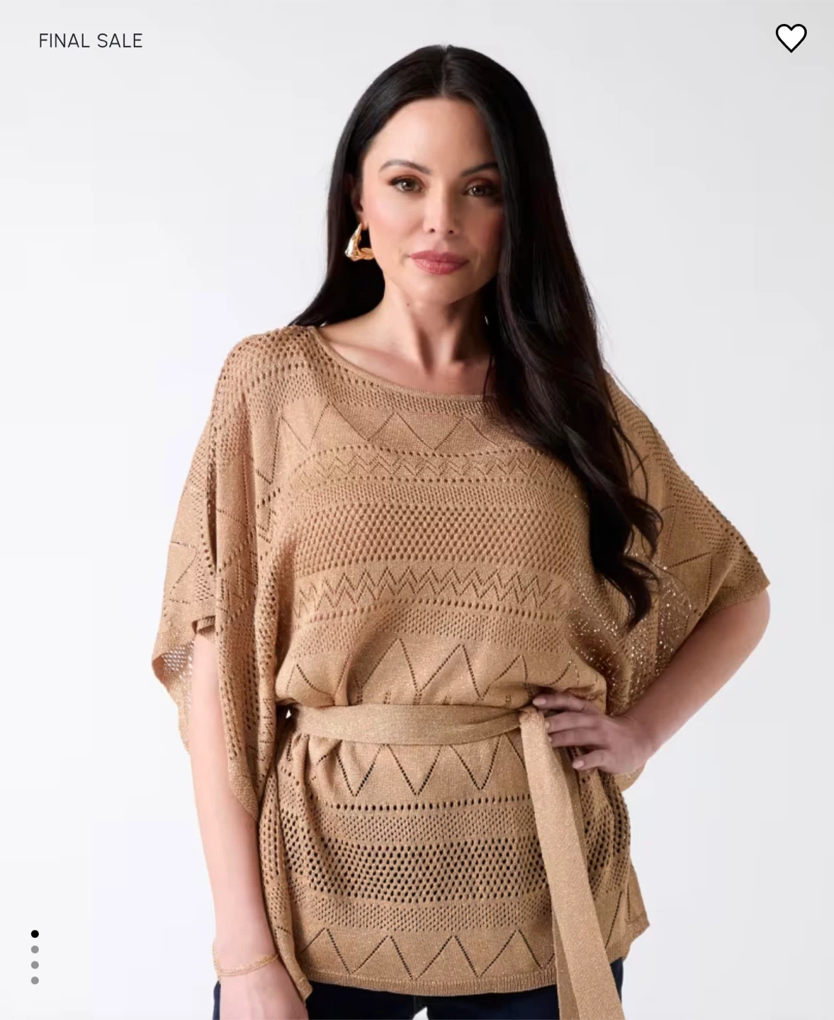 Guess by Marciano Openwork Knit Belted Coverup in Camel