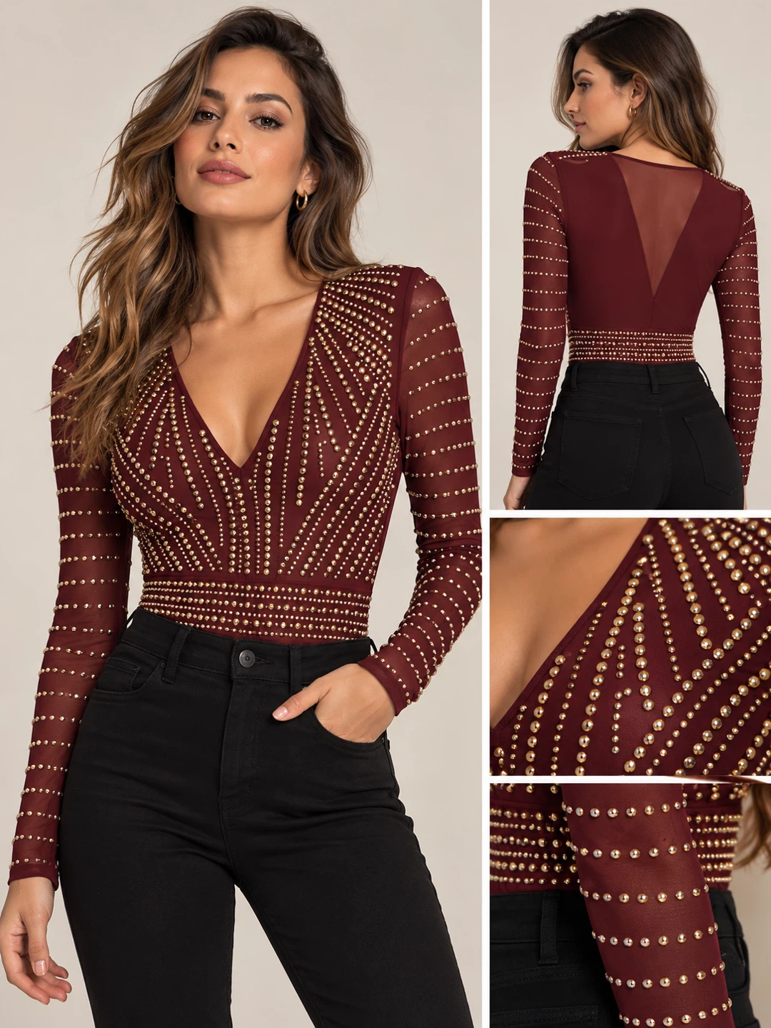 Brand New Marciano by GUESS Stella Studded Bodysuit