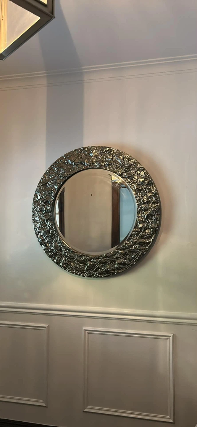 Large Round Textured Wall Mirror