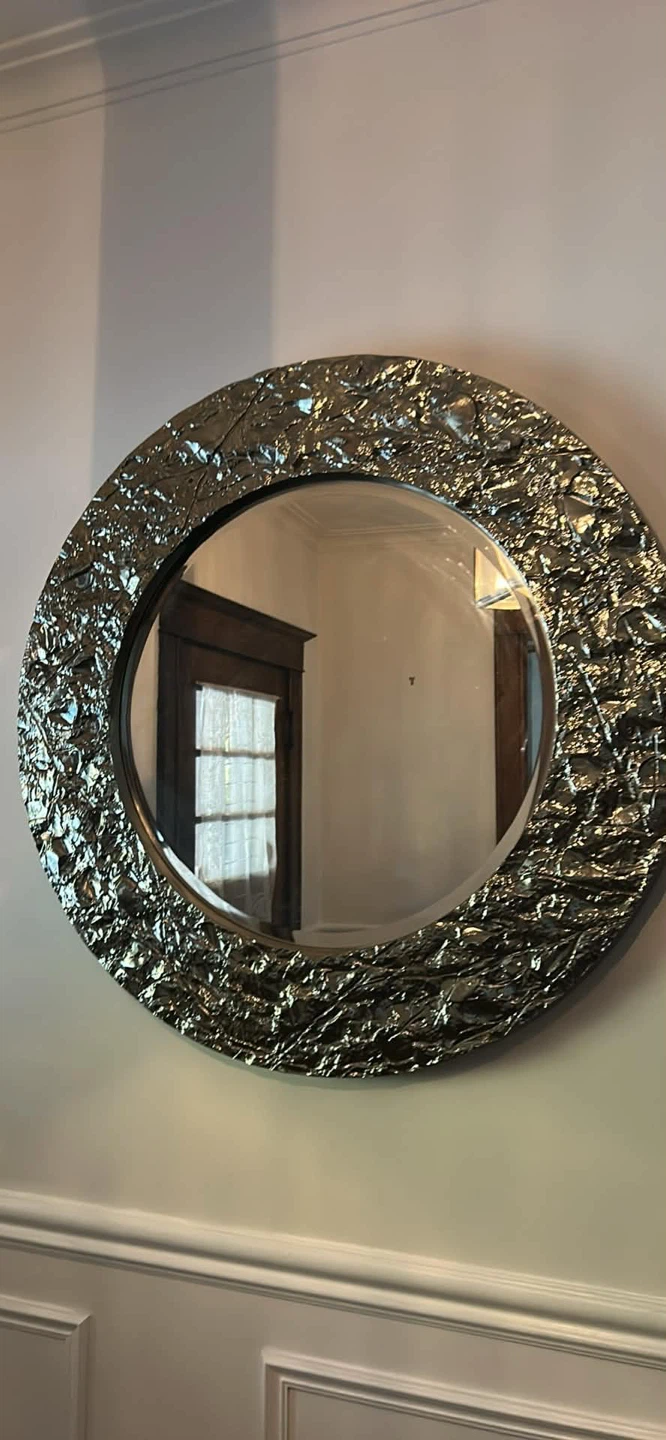 Large Round Textured Wall Mirror - photo 2
