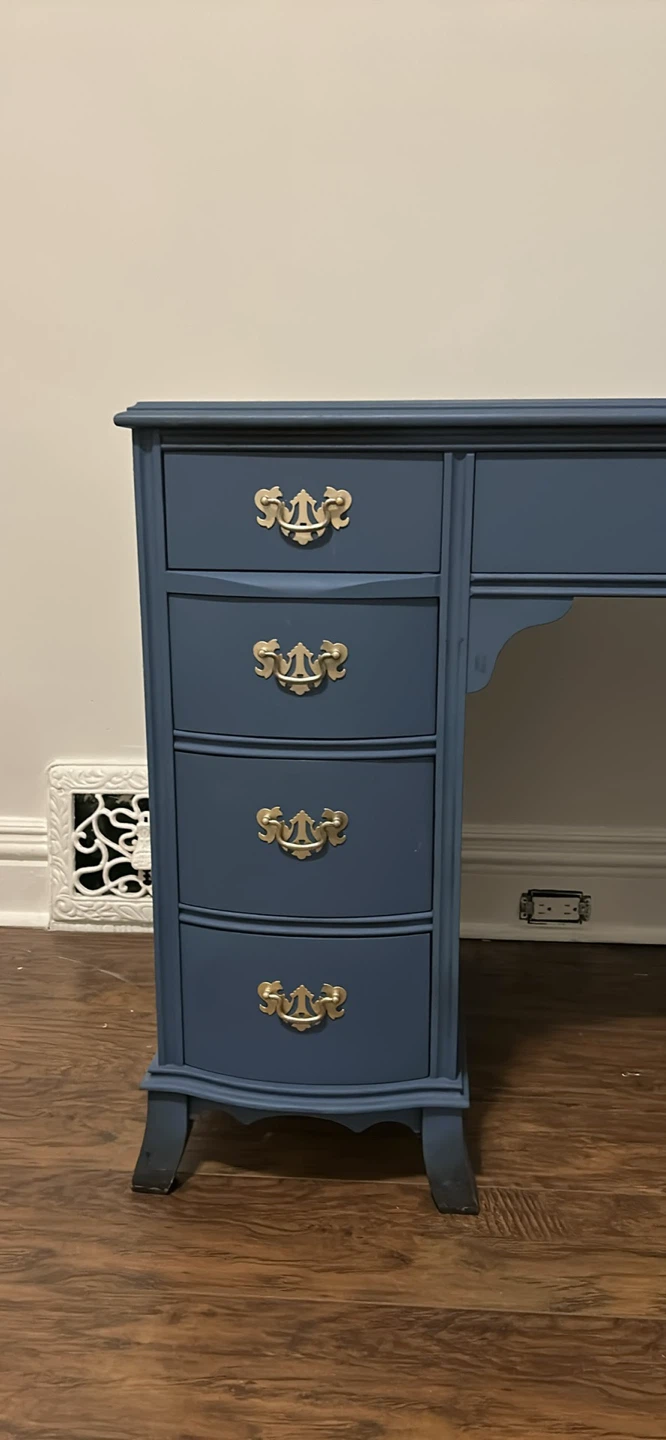 Refinished Blue Wooden Desk - photo 2