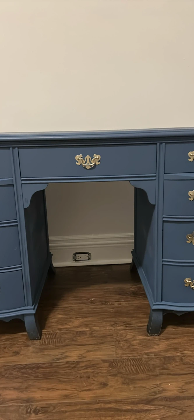 Refinished Blue Wooden Desk - photo 3