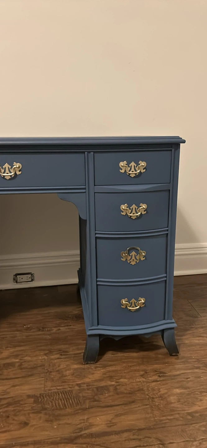 Refinished Blue Wooden Desk - photo 4