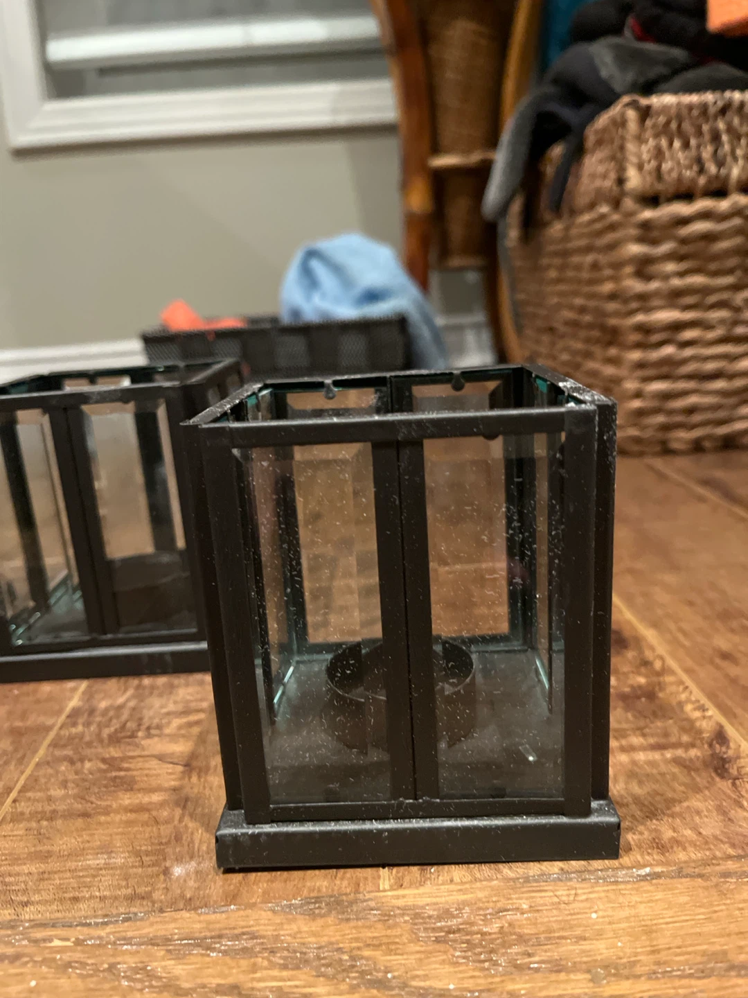 Set of 4 Small Black Metal Candle Lanterns Tealights