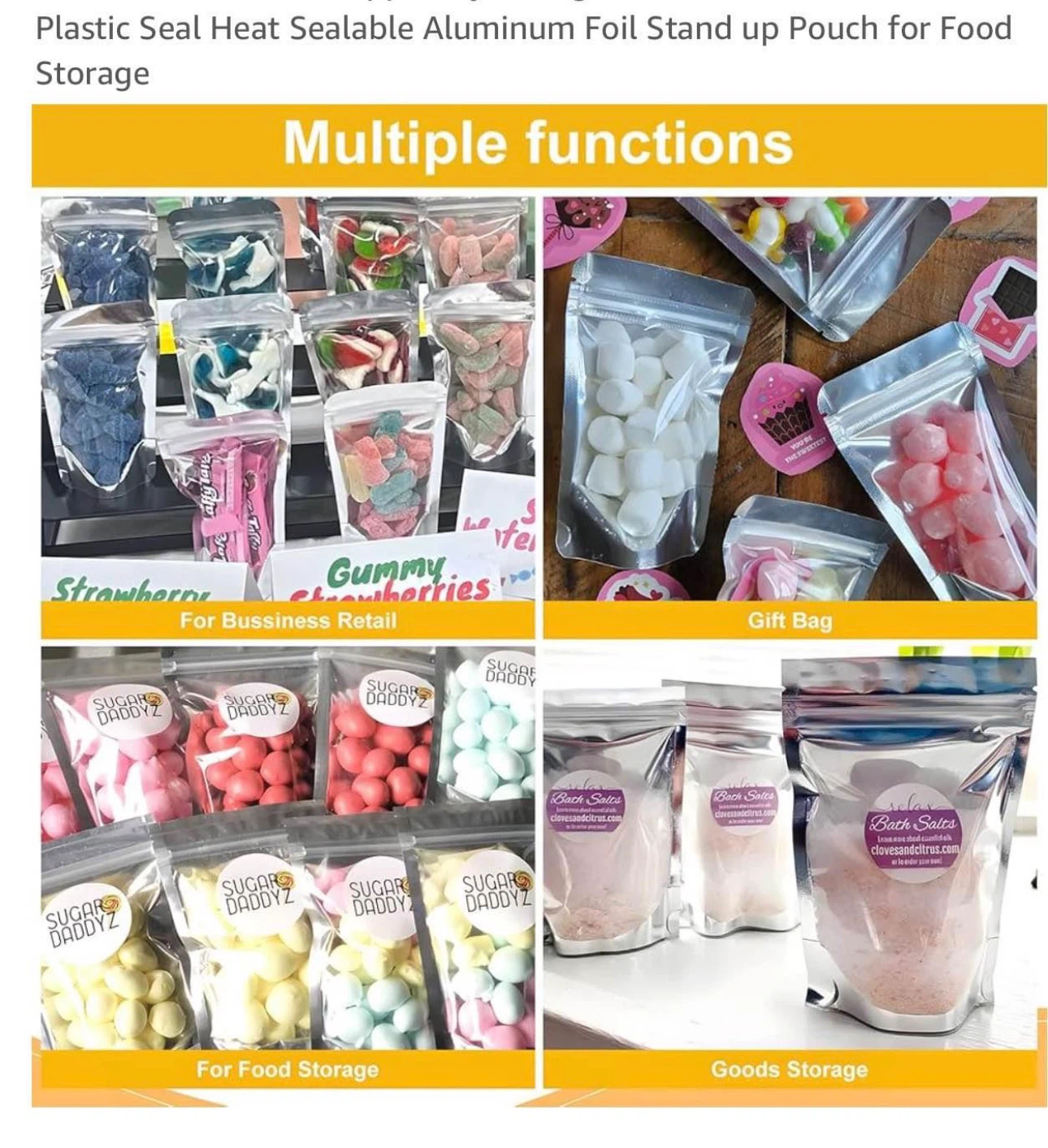 Stand up zipper pouch/bags reusable-sealable 50 pcs.