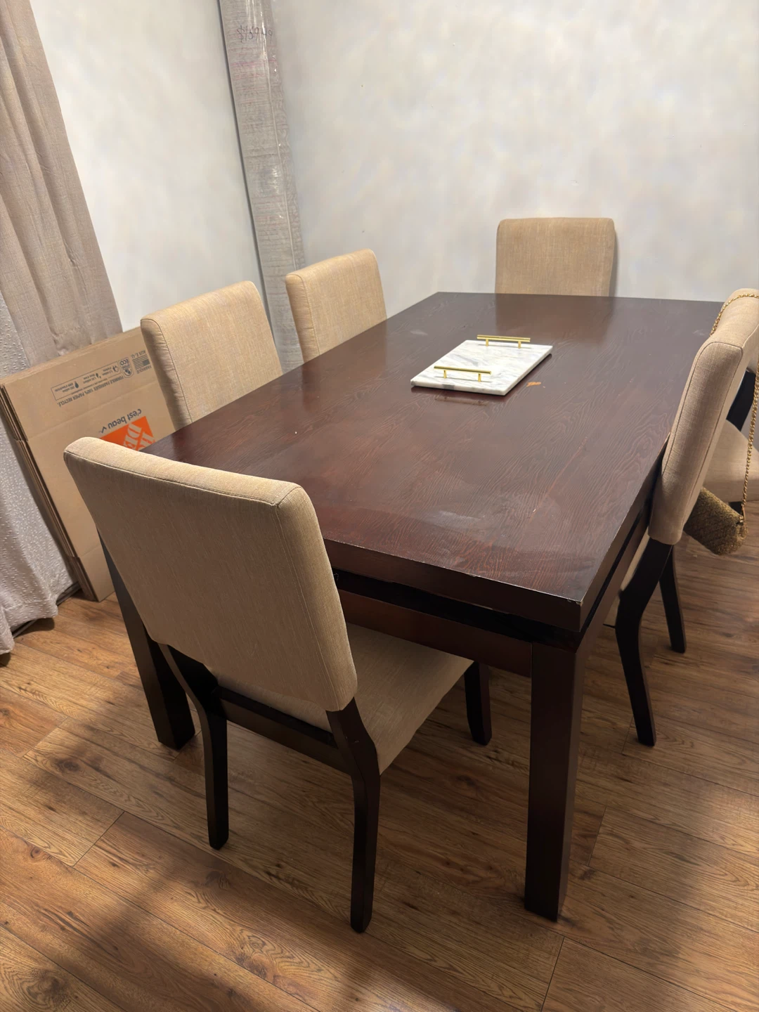 Dark Wood Dining Table with 6 Chairs - photo 2