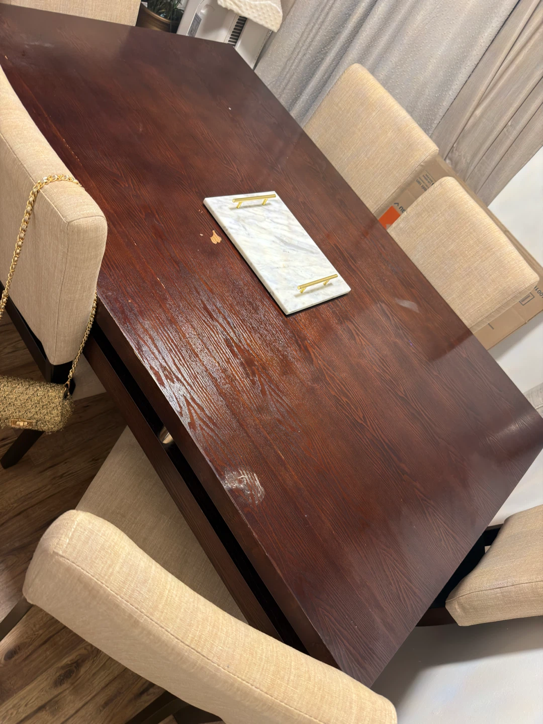 Dark Wood Dining Table with 6 Chairs - photo 3