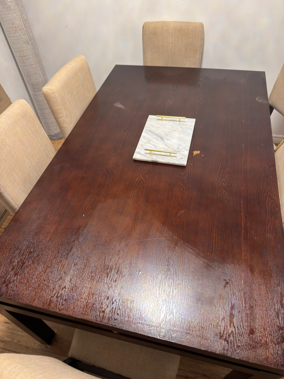 Dark Wood Dining Table with 6 Chairs - photo 4